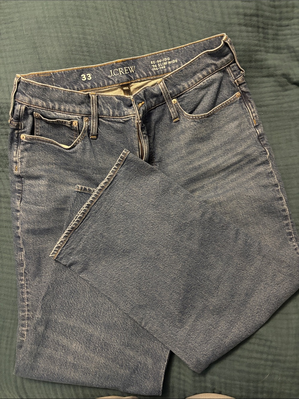 J.Crew Mid Indigo Slim Wide Leg Cropped Jeans